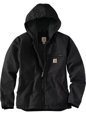 Carhartt Women's Washed Duck Sierra Jacket Sherpa-lined Black Full Zip Medium